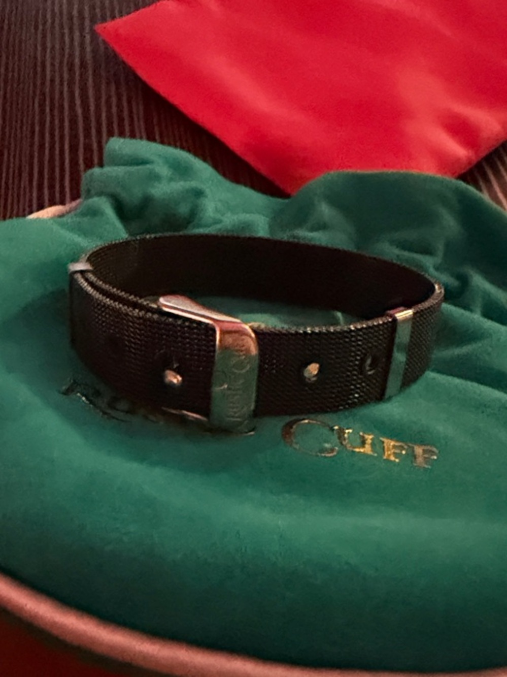 Rustic cuff Women’s Black Stainless Steel Bracelet with Silver Buckle
